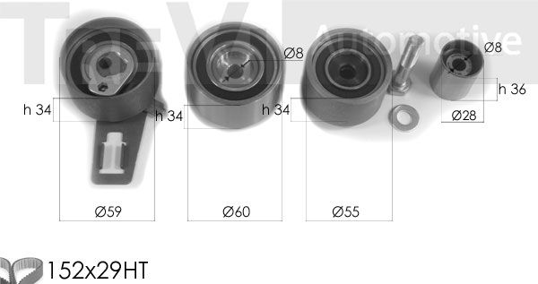 TREVI AUTOMOTIVE Zobsiksnas komplekts KD1304